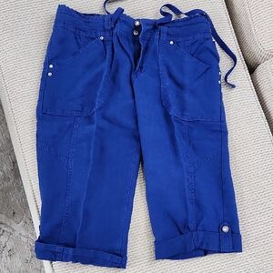 Blue Cropped Pants with Drawstring, INC, Size 6